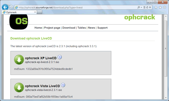 Ophcrack, um das Windows-Passwort wiederherzustellen