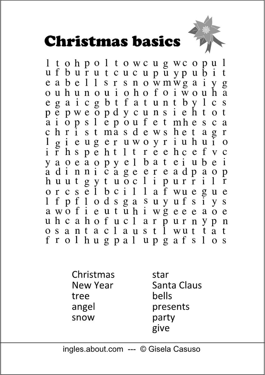 Soupes de lettres en anglais à propos de Noël