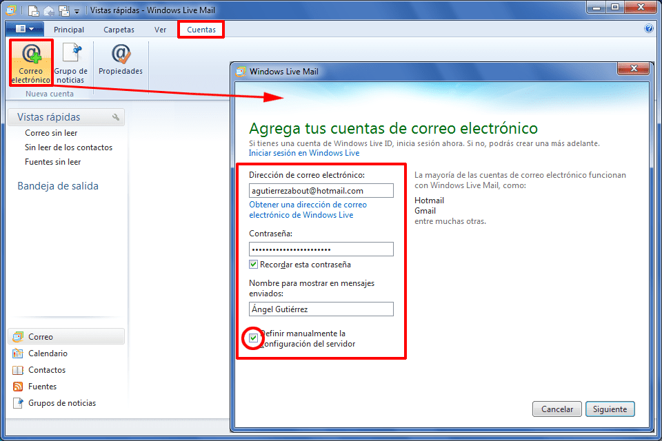 "Windows Live Mail" naudokite "Hotmail" arba "Outlook" el. Laiškus
