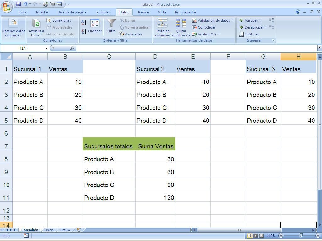 Consolidare i dati in Excel